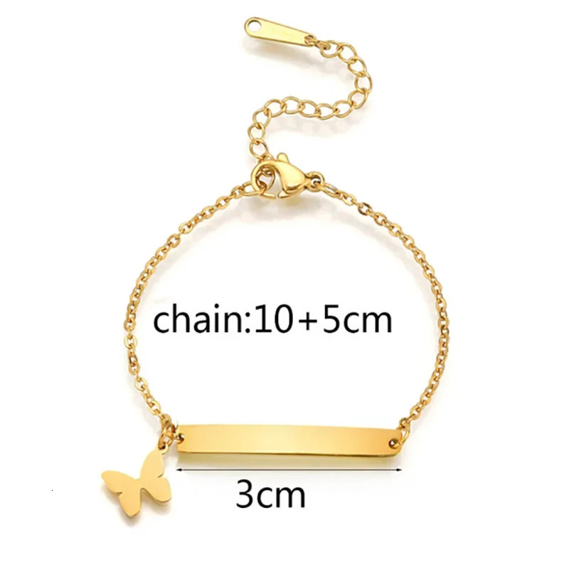 Charm Bracelets Personalized Date Name Bracelet for Baby First Birthday Gift Custom Stainless Steel Gold Color Boy Girls Jewelry for Mother Kids 23112