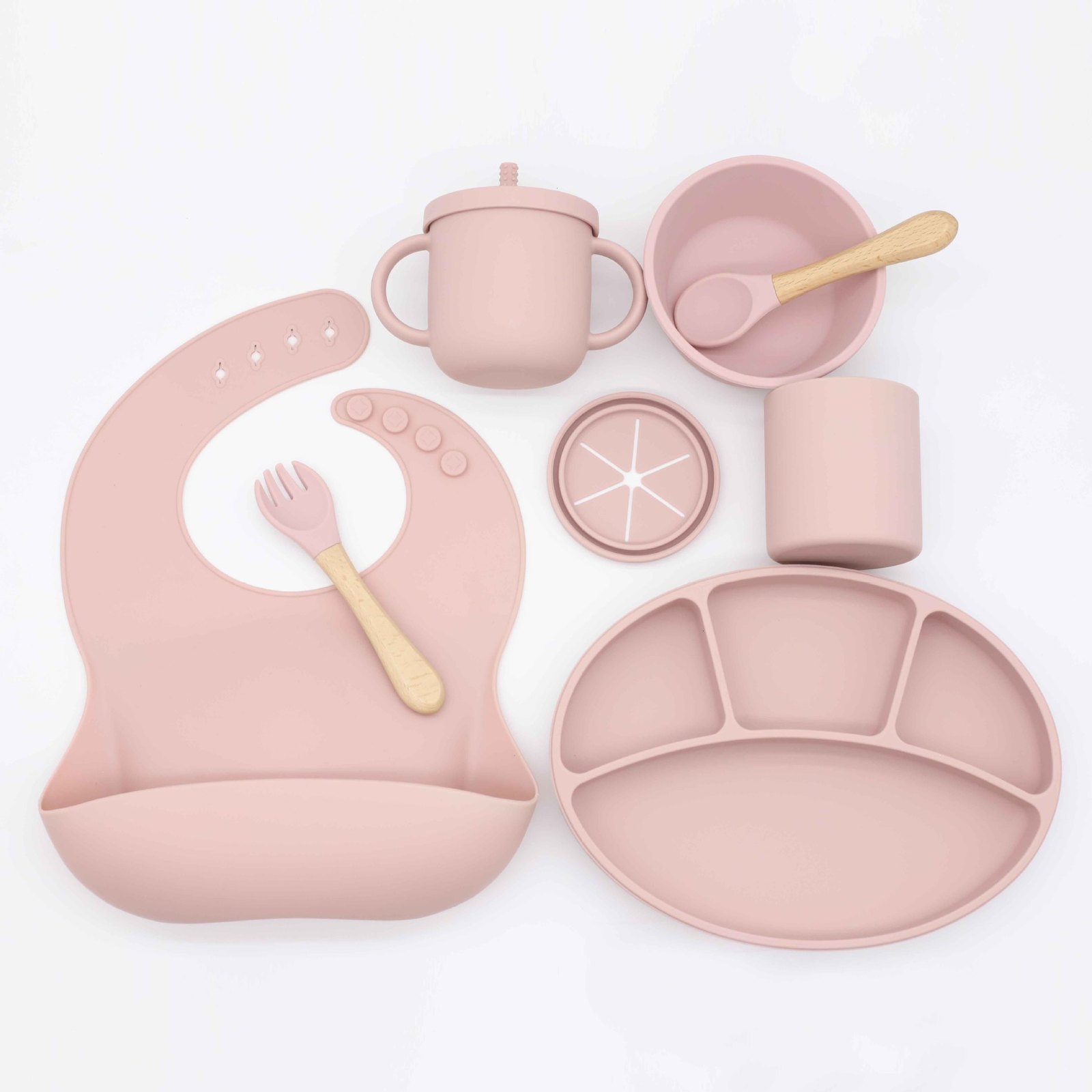 Cups Dishes Utensils 3/8Pcs Children's Silicone Plate Suction Cup Baby Dishes Set For Feeding Bowl Bibs Spoon Fork Sippy Cup Kids Training Tablew
