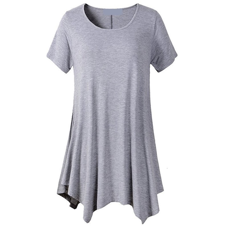 Women's T-Shirt Women's Loose T-shirt Summer Plus Size Basic Long T Shirt Top Women Solid O-Neck Short Sleeve Long Casual Women Tee Shirt Fe
