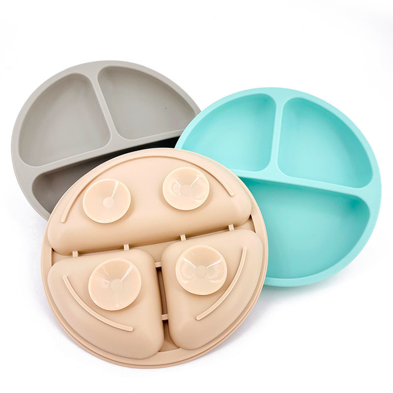 Cups Dishes Utensils Baby Safe Sucker Silicone Dining Plate Solid Cute Cartoon Children Suction Toddle Training Tableware Kids Feeding Bowls 230427