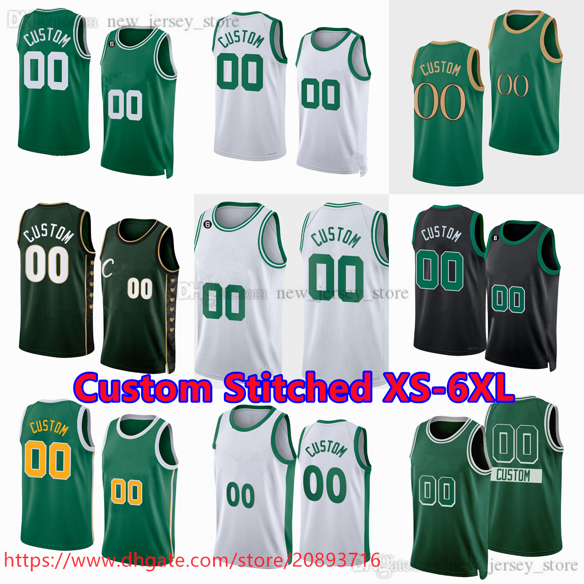 Custom Stitched XS-6XL Basketball 0 JaysonTatum 7 JaylenBrown Jersey 36 MarcusSmart 42 AlHorford 9 DerrickWhite 13 MalcolmBrogdon GrantWilliams RobertWilliams