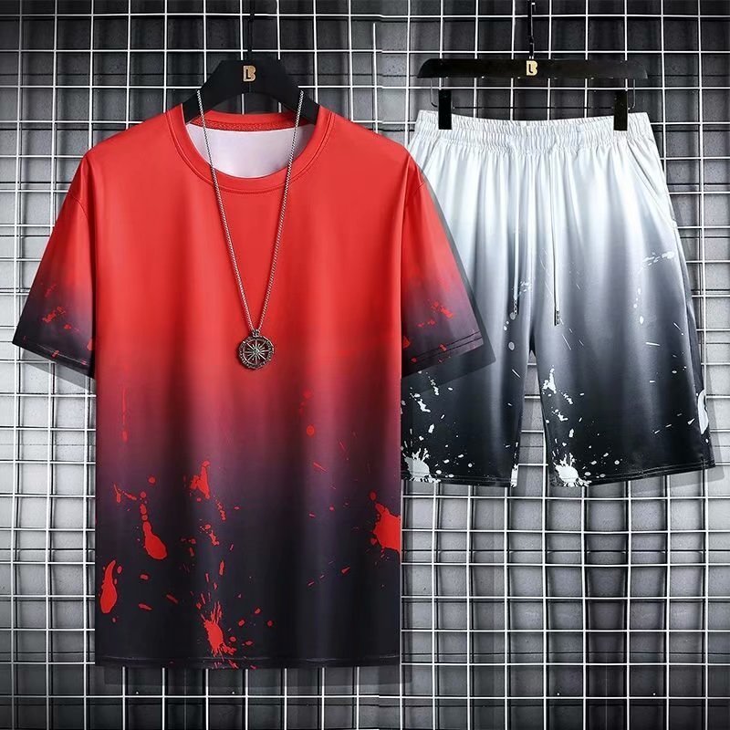 Men's Tracksuits Summer Men's Sets Japan Fashion Tracksuit Men Streetwear Casual Gradient Suits Men Harajuku Men Clothing Sport Suit 2 Piece