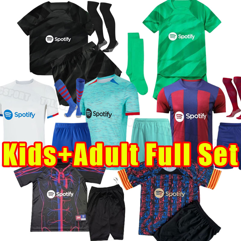 Full Set ANSU FATI football soccer jerseys 23 24 PEDRI ADAMA FERRAN 2023 2023 barcelona F. DE JONG DEST child kids adult Barcelones goalkeeper DEMBELE RAPHINHA GAVI