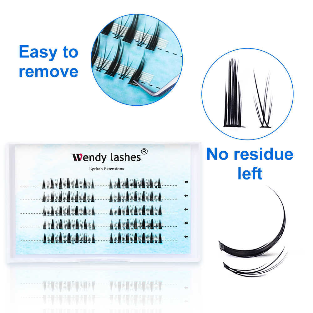 3 PCFalse Eyelashes Cluster Eyelash Extension 3D Effect Clusters Volume Lashes Natural 5 Rows Individual Lash Bundles Dovetail Diy Wendy Lashes Z0428