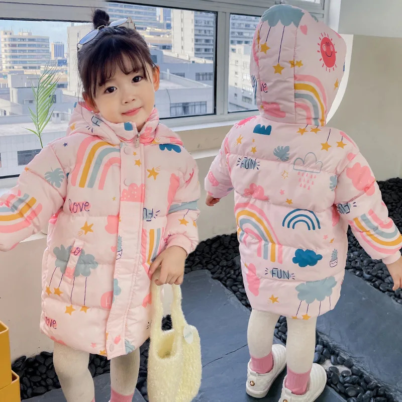 Down Coat Girls Boys Down Jacket Winter Coats Children Clothes Hooded Windbreaker Coat For Kids 2-7 Years Cotton Warm Outerwear 231128