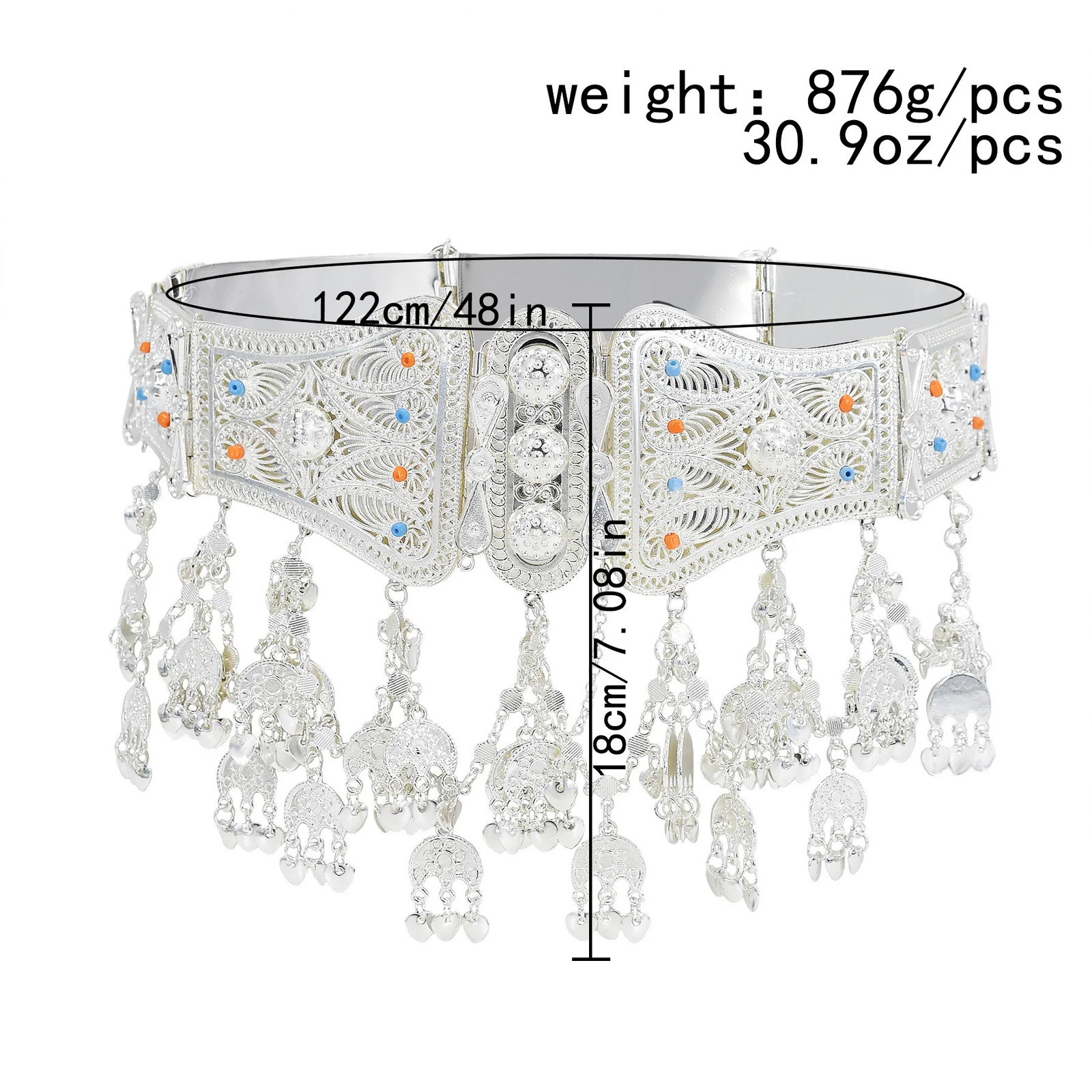 Other Fashion Accessories Afghan Oxidized Silver Color Metal Belly Chains for Women Female Big Wide Heavy Dance Dress Belt Waist Chain Party Jewelry G