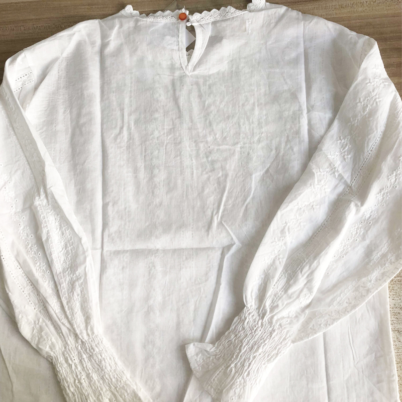Women's Blouses Shirts Embroidery Lace Shirt Femme Casual White Tops Women Blouses Plus Size Spring Women Long Sleeve Linen Cotton Girls Blouse 6