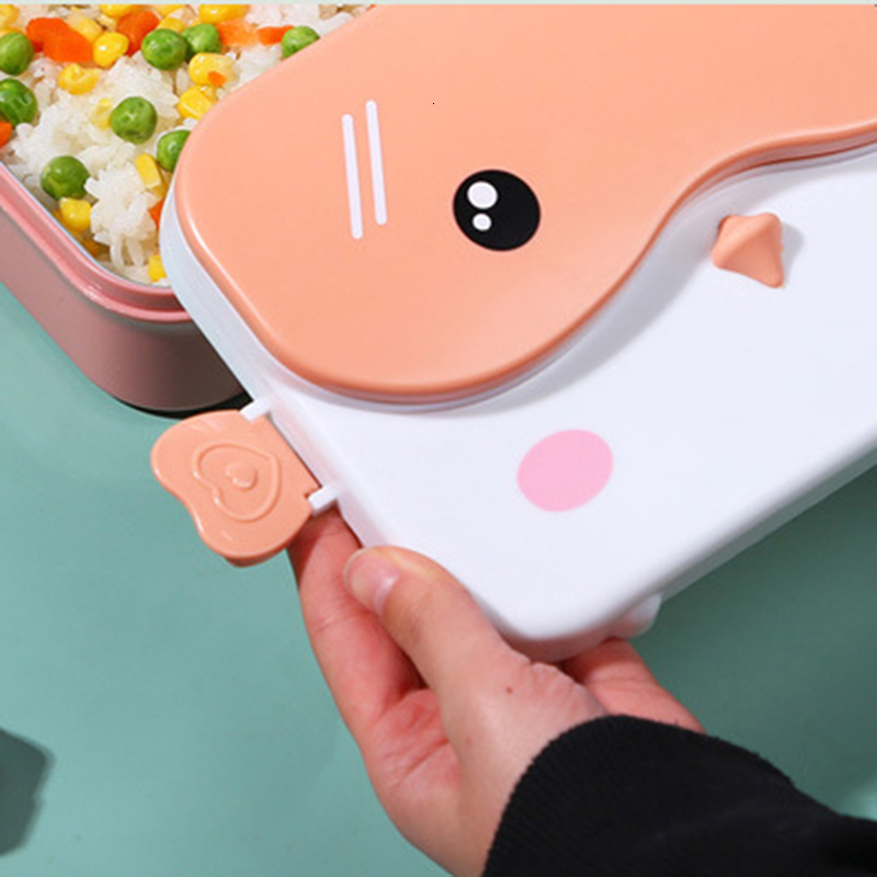 Cups Dishes Utensils School Kids Bento Lunch Box Rectangular Leakproof Plastic Anime Portable Microwave Food Container Lonchera School Child Lunchbox 