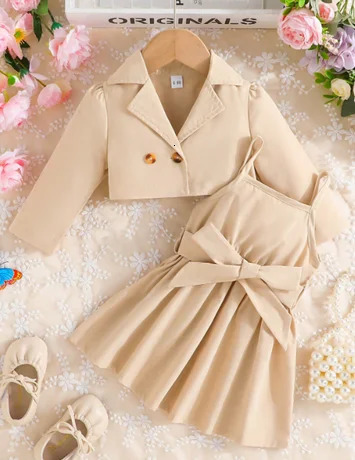 Pajamas 2 Pieces suit born Girl 6 Months 4 Years Long Sleeve Top Sling dress Princess Dress Costume Baby suit 231128