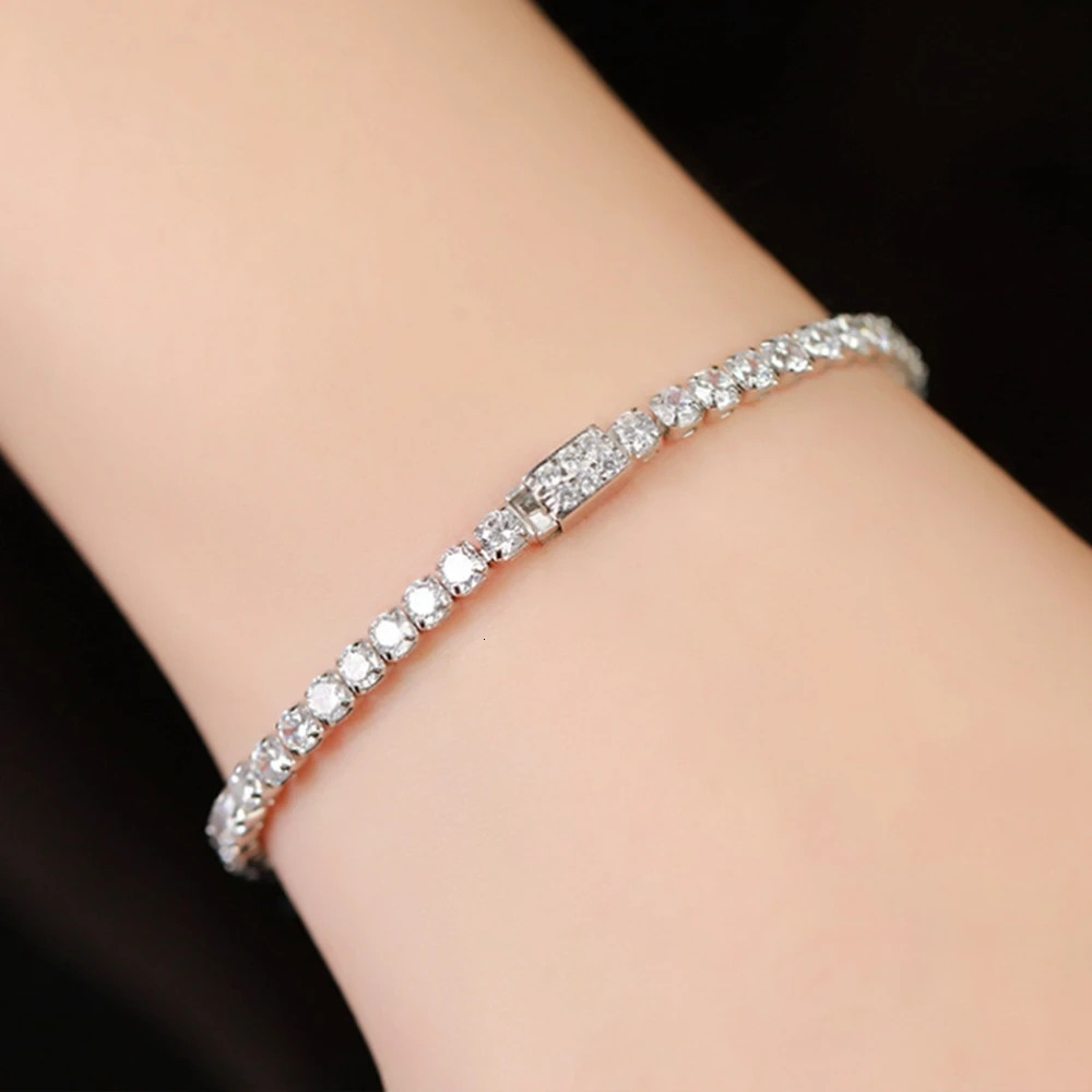 Chain Wong Rain 925 Sterling Silver Lab Sapphire High Carbon Diamonds Gemstone Wedding Tennis Bracelet Bangle Fine Jewelry Wholesale 231128
