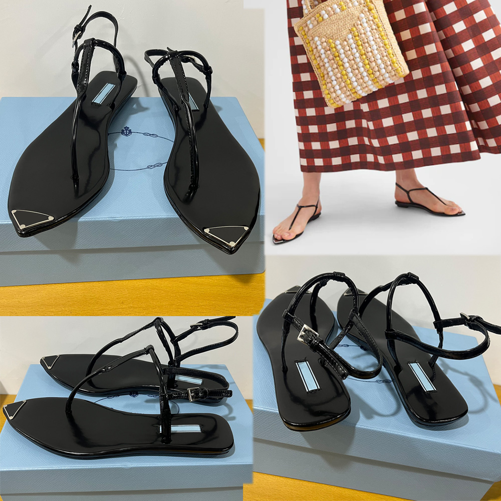 Brushed leather thong sandals Black 1Y88 hot stamped Enameled metal triangle logo Beach Sandals luxury designer sandals women Flats sandal Large size 42 35, Black 2
Brushed leather thong sandals Black 1Y88 hot stamped Enameled metal triangle logo Beach Sandals luxury designer sandals women Flats sandal Large size 42 35, Black 2