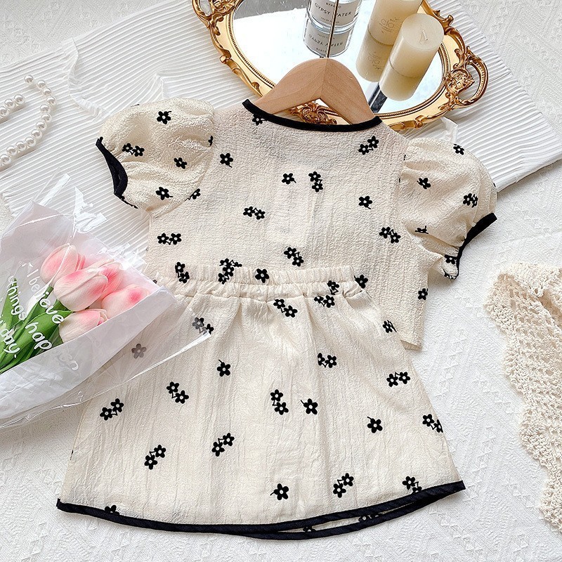 Clothing Sets Girls Summer Short Sleeve Shirtskirt Korean Party Two Piece Children Clothes Suits Toddler Girl 230427