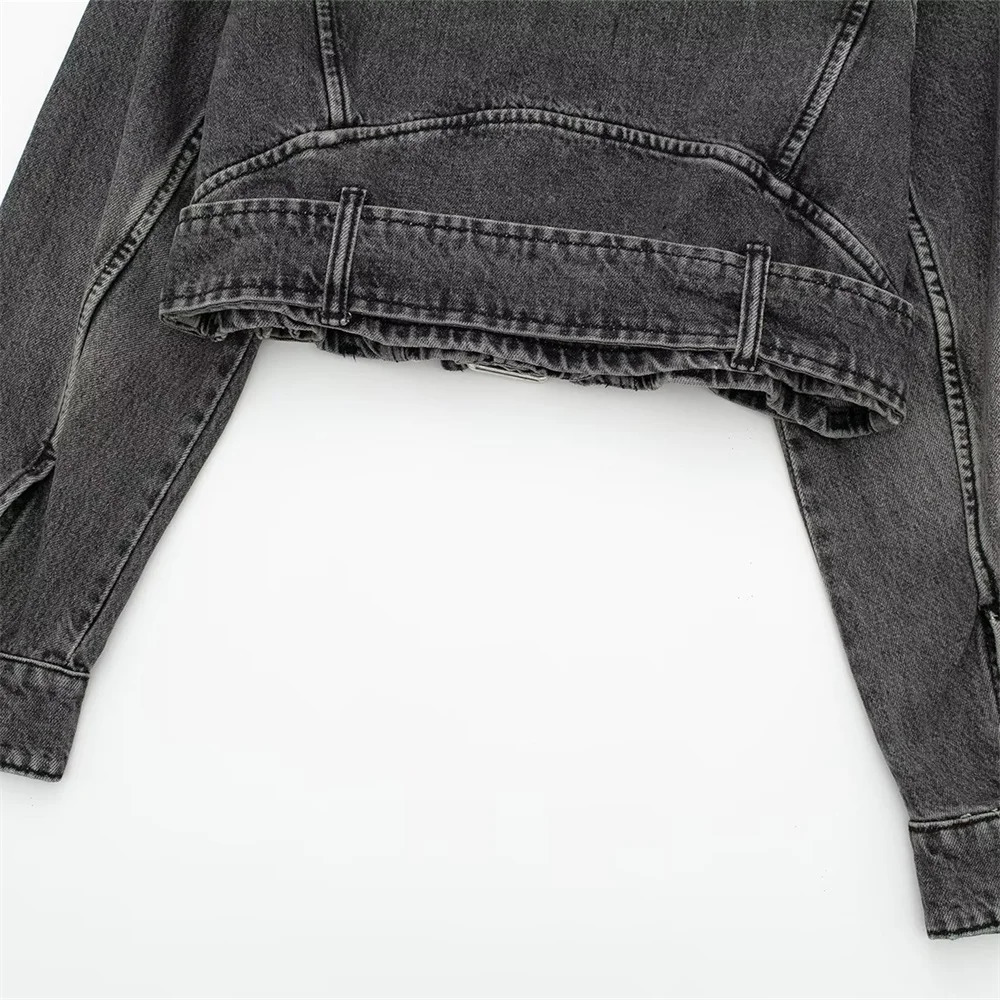 Women's Jackets UNIZERA Autumn and Winter Women's Casual Versatile Polo Neck Motorcycle Loose Belt Denim Jacket Coat 231128