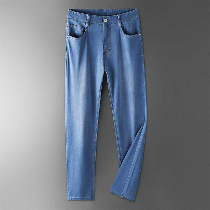 Men's Jeans 2023 Spring and Autumn New Men's Silk Denim Pants Men's Trend Business Casual Slim Fit Straight Leg