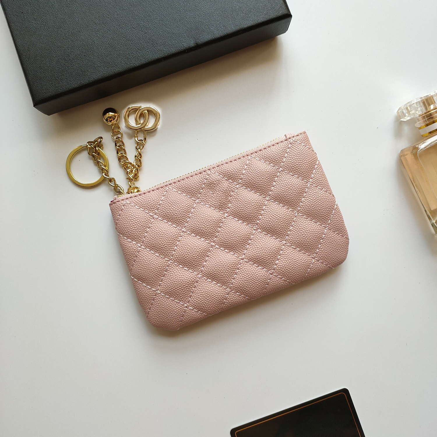 Coin Pouch Wallet Designer Pink Purse Luxury Card Holder High Quality Genuine Leather with Gold or Silver Chain Small Work Bag Fashion Purses Designer Woman Handbag