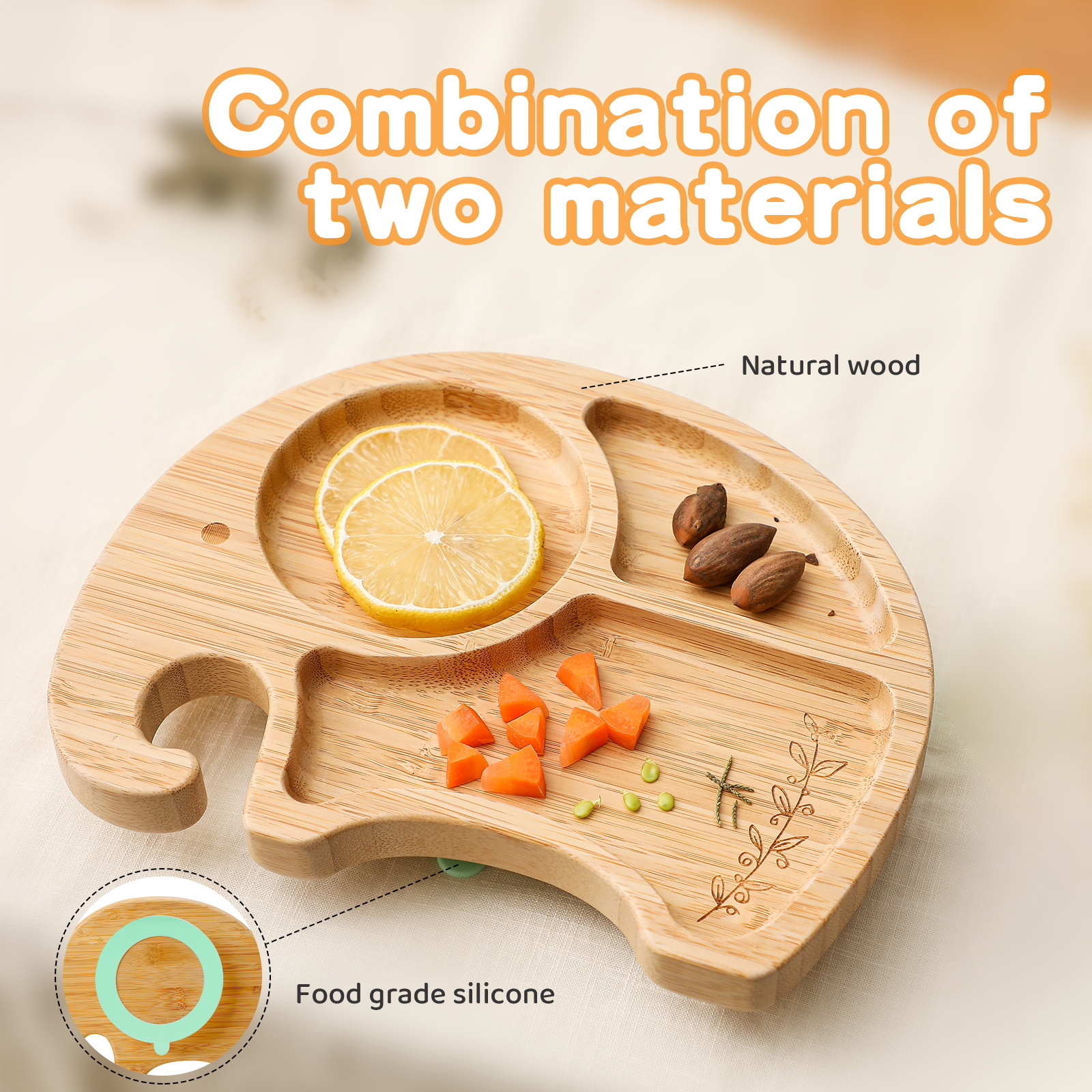 Cups Dishes Utensils 5pc Baby Feeding Tools Set Food Grade Silicone Toddler Bibs Bamboo Wooden Dinner Plate Bowls Straw Cup Tableware Stuff Baby Gift 