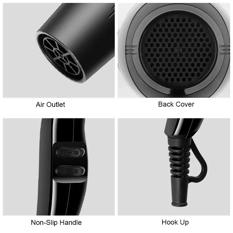 Hair Dryers Hair Dryer 2200W Professional Powerful Hair Dryer Fast Heating And Cold Adjustment Ionic Air Blow Dryer with Air Collecting 231128