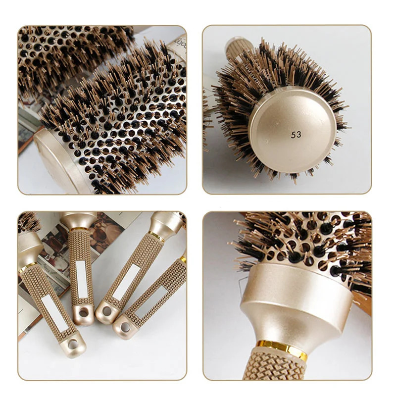 Hair Brushes 4 Sizes Professional Salon Styling Tools Round Hair Comb Hairdressing Curling Hair Brushes Comb Ceramic Barrel Comb 231128