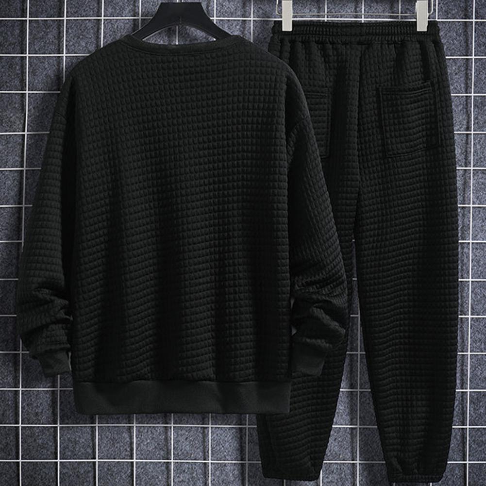 Men's Tracksuits Autumn Men Sportswear Set Men Top Pants Solid Color Loose Round Neck Drawstring Two Piece Set Classic Men Sweatshirt Sweatpants 