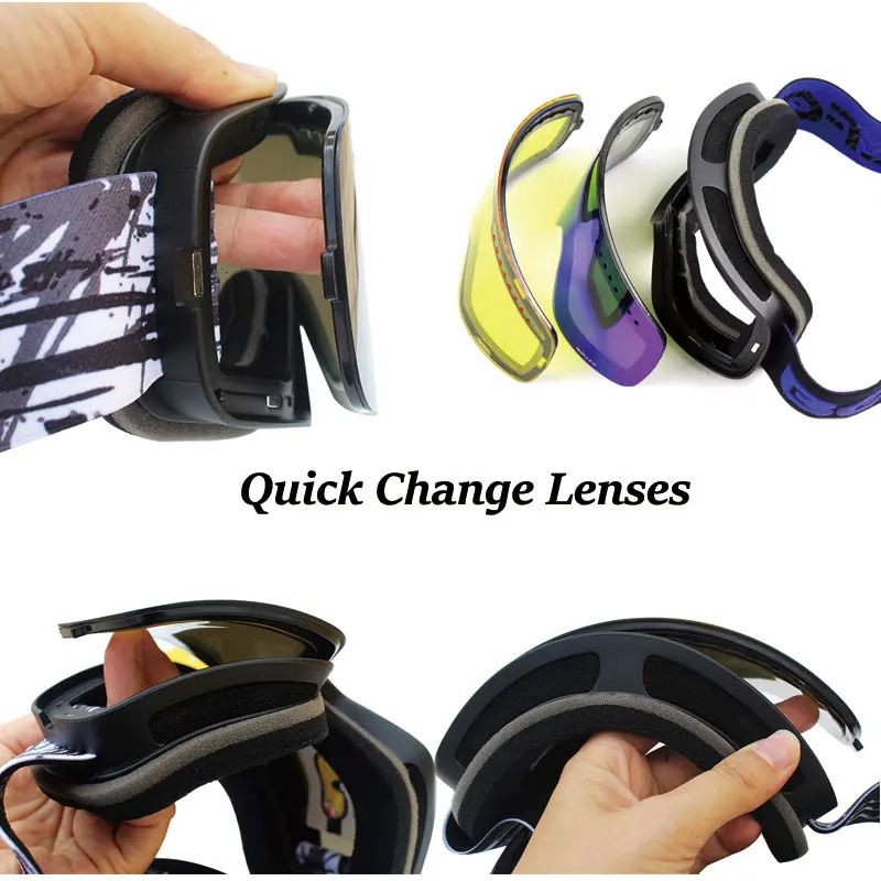 Ski Goggles Magnetic Antifog UV400 Double Layers Lens Snowboarding Skiing for Men Women Glasses Eyewear Graced lens 231127