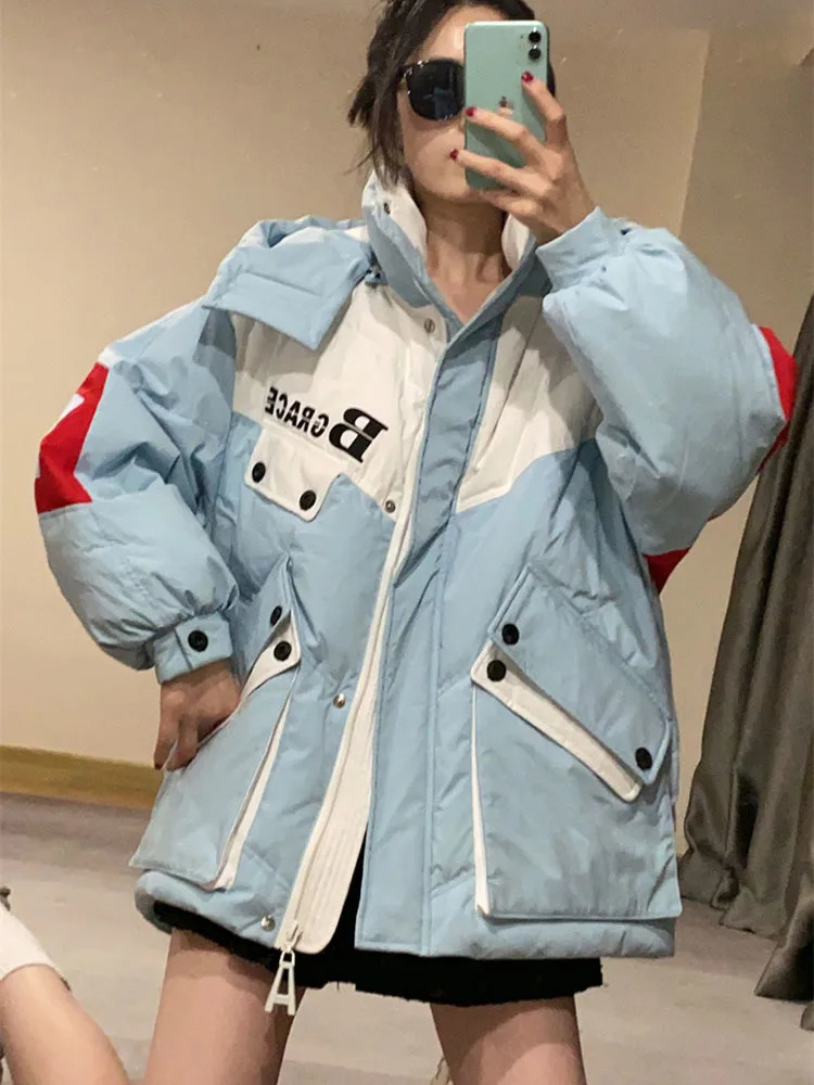 Womens Down Parkas Bright Streetwear Winter Coat Jackets Women Hooded Parka Clothing Snow Casual Thick Short Puffer Jacket 231127