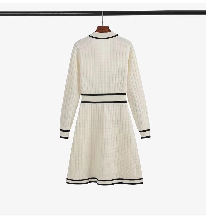 designer dresses for women Designer 2023 Autumn/Winter New Women's Long sleeved Small stature Fragrant Knitted Dress Women's Slimming High e