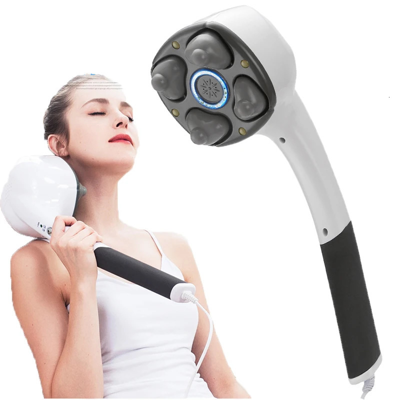 Full Body Massager Electric Magnetic Stone Handheld Massager Anion Cervical Body Massage Hammer Muscle Relax Vibrating Deep Tissue Massage Machine 231