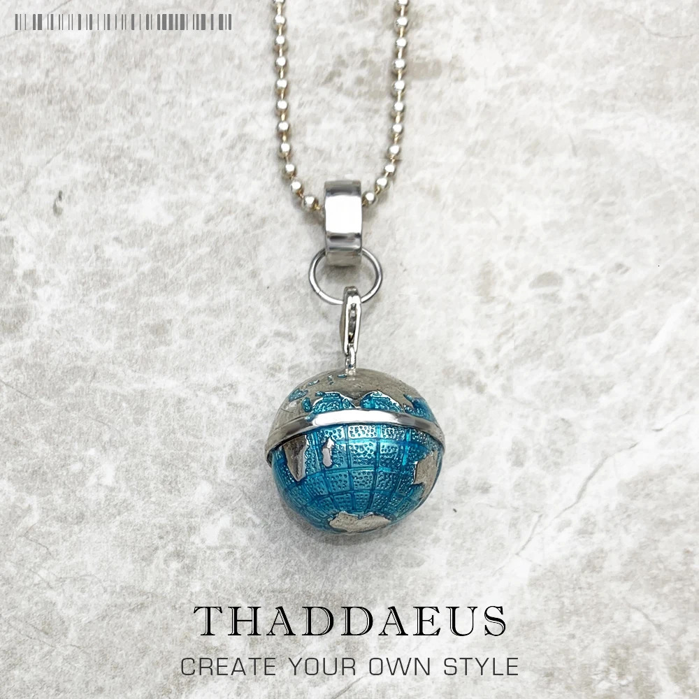 Chokers Beads Necklace Globe Pendant 925 Sterling Silver Rope Chain Fashion Jewelry Europe Bijoux Gift For Men Women 231127