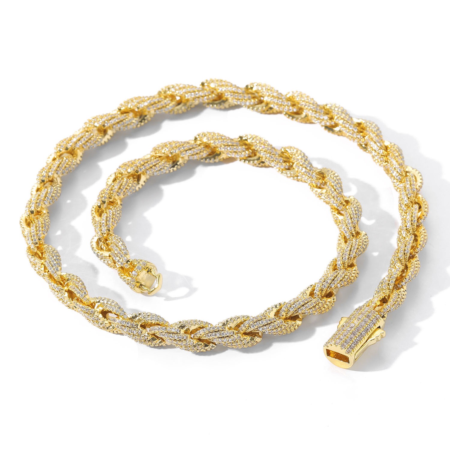 Passed GRA test Dia Moissanite Miami 8mm Twist Rope Chain Full Zircon Cuban Necklace Trendy Rap Hip Hop Bracelet