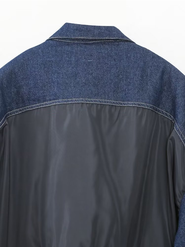 Women's Jackets YENKEY Fashion Women Vintage Patchwork Denim Bomber Jacket Long Sleeve Front Flap Pockets Female Loose Coat 230428