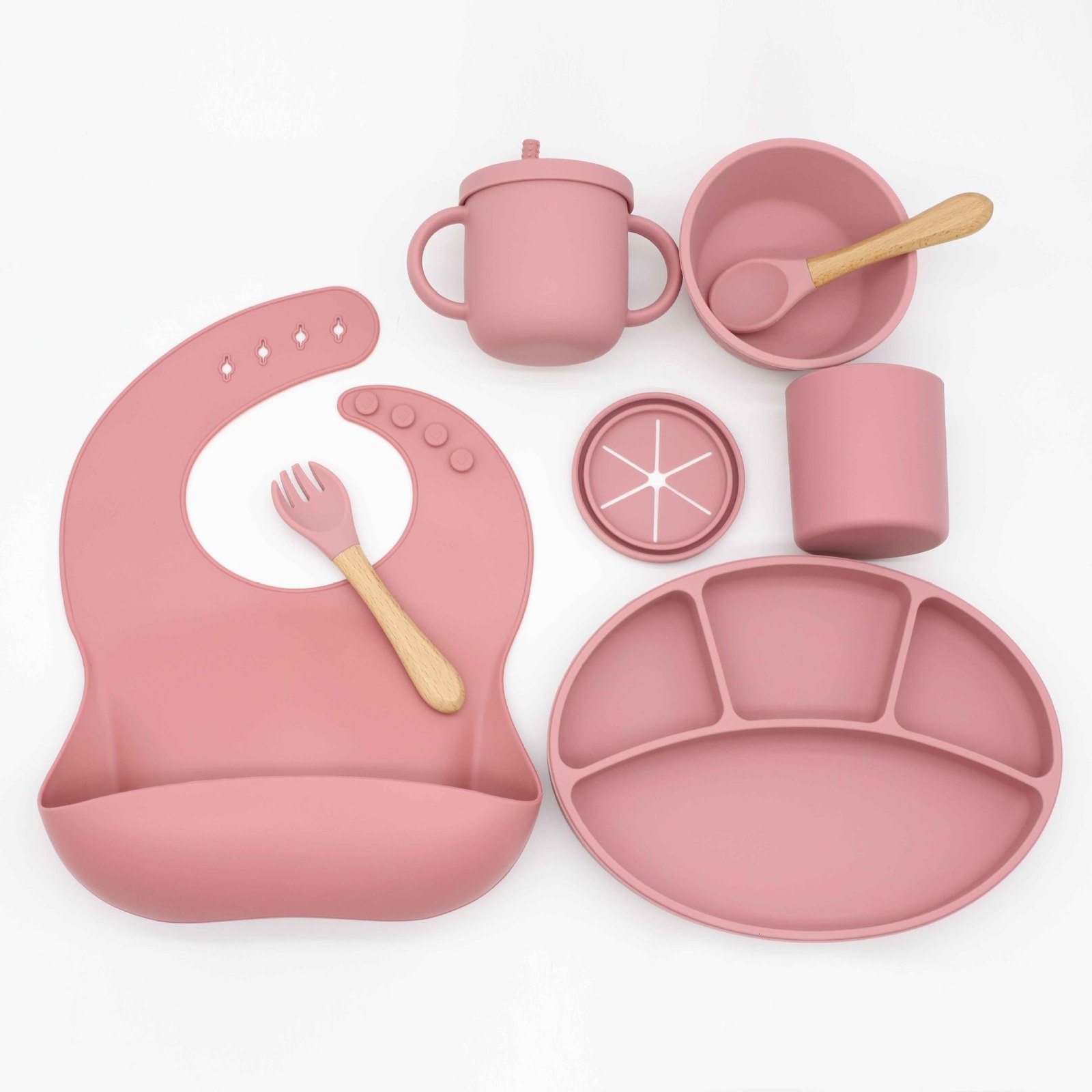 Cups Dishes Utensils 3/8Pcs Children's Silicone Plate Suction Cup Baby Dishes Set For Feeding Bowl Bibs Spoon Fork Sippy Cup Kids Training Tablew