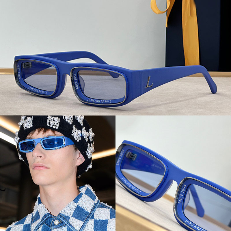 Spring Summer Menswear Paris Mens Fashion Week square acetate sunglasses metal letter logo on temples frame fusion of pixels mosaic punk style Z2