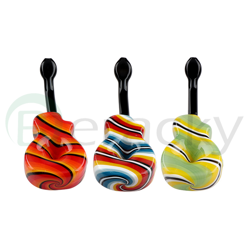 Beracky High-Quality 5.3 inch Guitar Glass Pipe Hand Pipes Colorful Glass Spoon Pipe Heady Glass Accessories