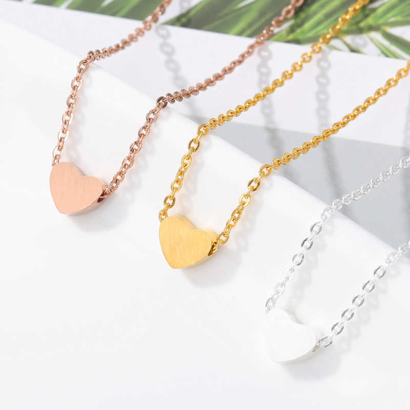 Pendant Necklaces Dome Cameras Stainless Steel Tiny Fashion Heart Necklace For Women Short Chain Heart Pendant Necklace Ethnic Party Choker Jewelry Gi