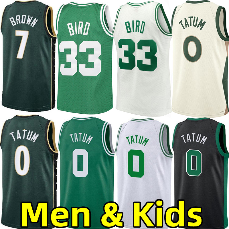 Men Youth Kids Basketball Jerseys Jayson Tatum Jaylen 7 Brown Larry Bird Wear Retro City Jersey adult children