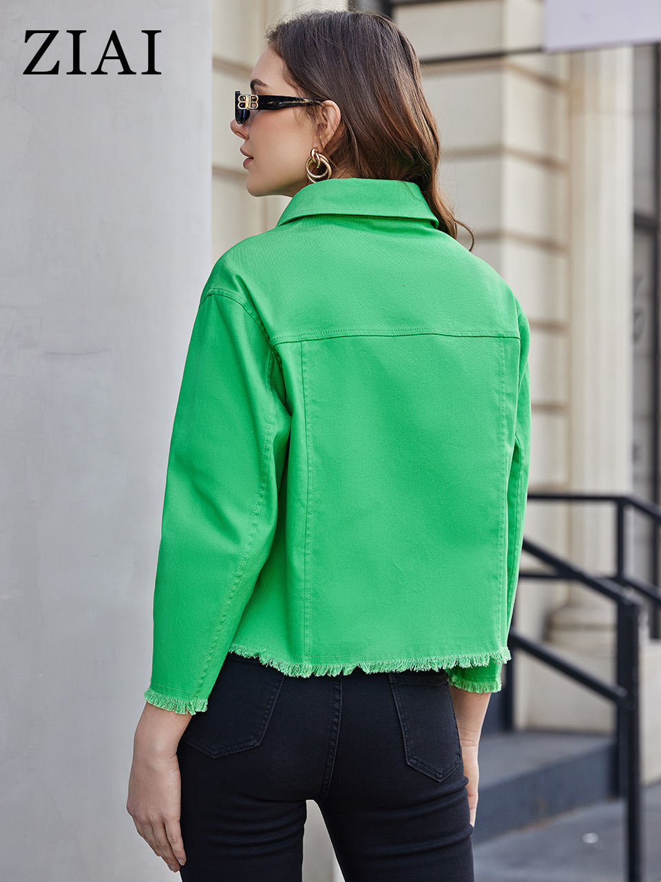 Women's Jackets ZIAI Spring Autumn Women's jacket short outerwear korean clothes Classic Buttons green Women's denim jacket ZS-20352 23