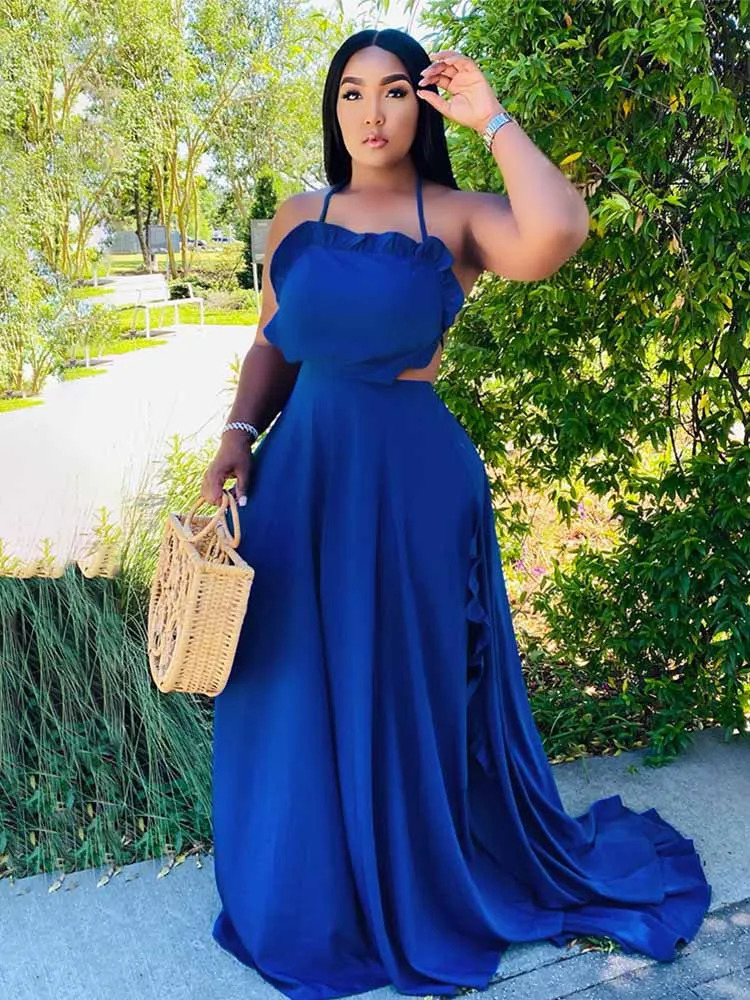 Women's Knits Tees Long Maxi Dress for Womens Elegance Streetwear Backless Dresses Sexy Halter Boho Beach Wholesale Bulk Drop 231128