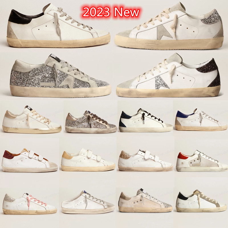 2023 New Casual Shoes Customers Golden Super Gooseity Star Italy Brand Sneakers Super Star luxury Dirtys Sequin White Do-old Dirty Designer Sneakers With Box