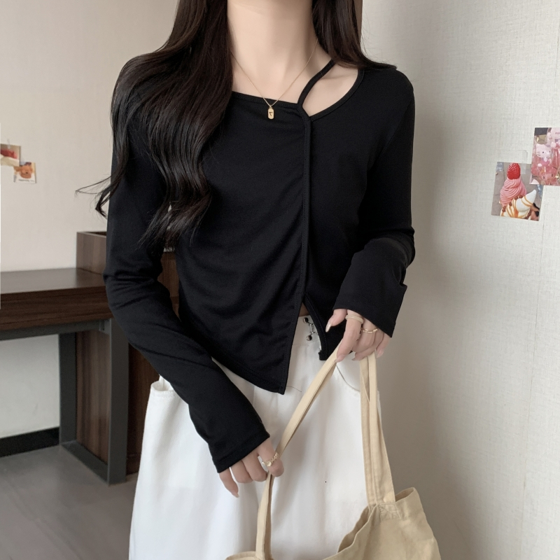 Women's T-Shirt Warm Y2K Crop Top Women Long Sleeve Winter T-shirt Woman Korean Fashion Vintage Tee Shirt Femme Sexy Gothic Streetwear Clothes 23