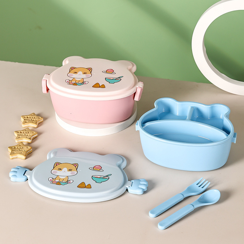 Cups Dishes Utensils Lunch Box for Kids Girls Double Layer With Compartments Bento Lunchbox School Child Leakproof Children's Food Snack Boxes 23