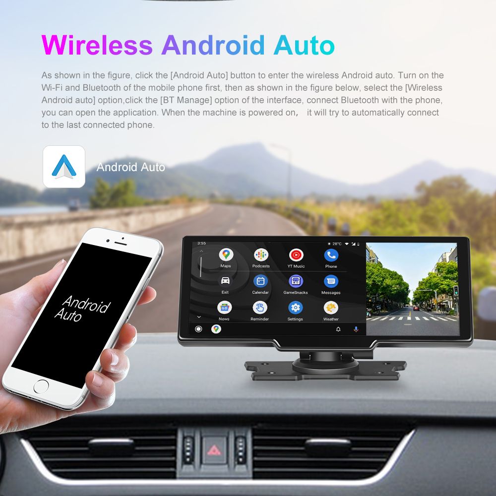 10.26 Stereo Apple Carplay Android Auto 2.5K Dash Cam,1080P Backup Camera Car Radio with Bluetooth/Mirror Link/Maps Navigation/Voice Control/64GTF Car