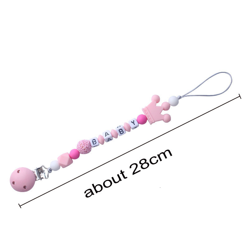 Pacifier Holders Clips# Handmade free personalized name silicone baby pacifier clip crown chain holder safe teether 230427