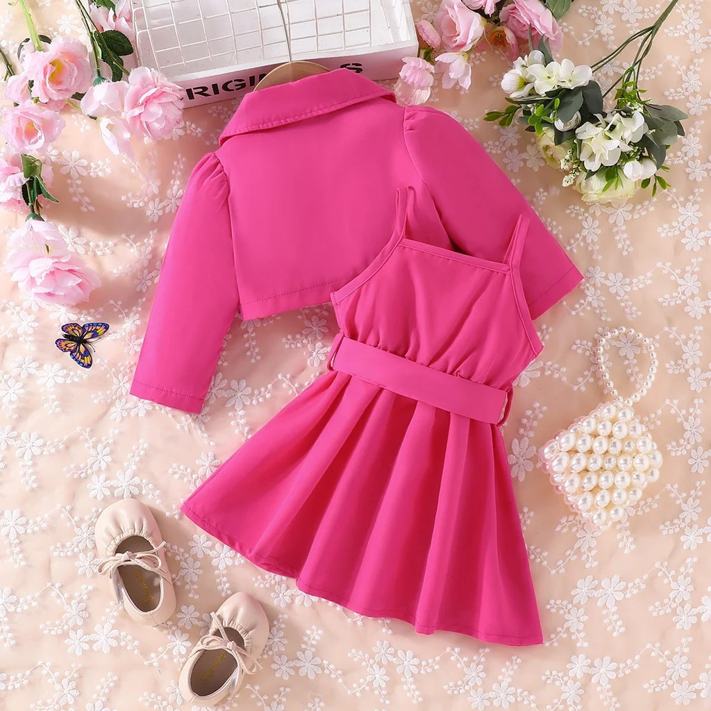 Pajamas 2 Pieces suit born Girl 6 Months 4 Years Long Sleeve Top Sling dress Princess Dress Costume Baby suit 231128