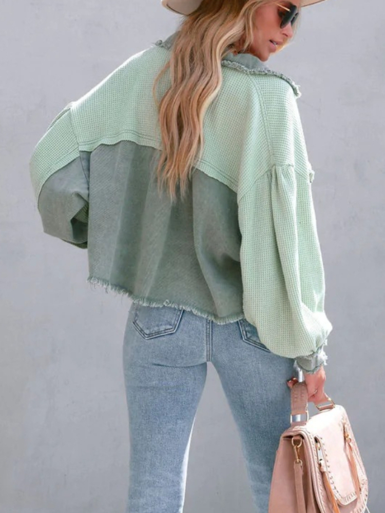 Women's Jackets Women Coat Jackets Autumn Fashion Long Sleeve Casual Vintage Green Top Korean Cardigan Oversize Loose Jacket Female Clothes 23042