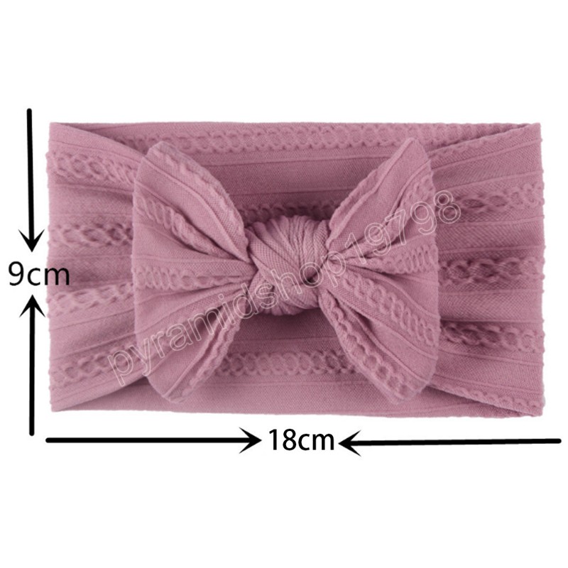 Toddler Solid Color Striped Bowknot Elastic Wide Headband Cute Handmade Knotted Baby Girls Hairband Kids Accessories