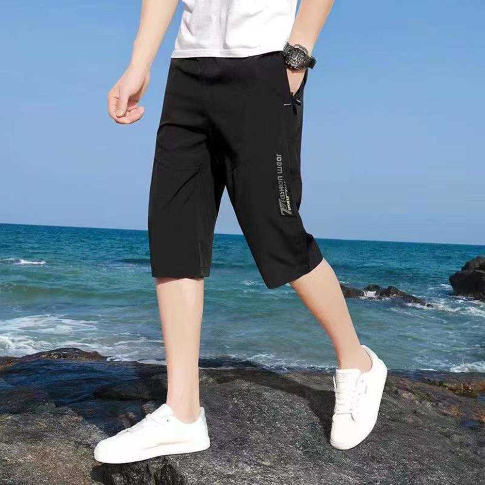 Men's Pants Capris Men's Summer Shorts Loose Fashion Brand Big Shorts Straight Leg Sports Outwear Ice Silk Thin Casual Pantsup