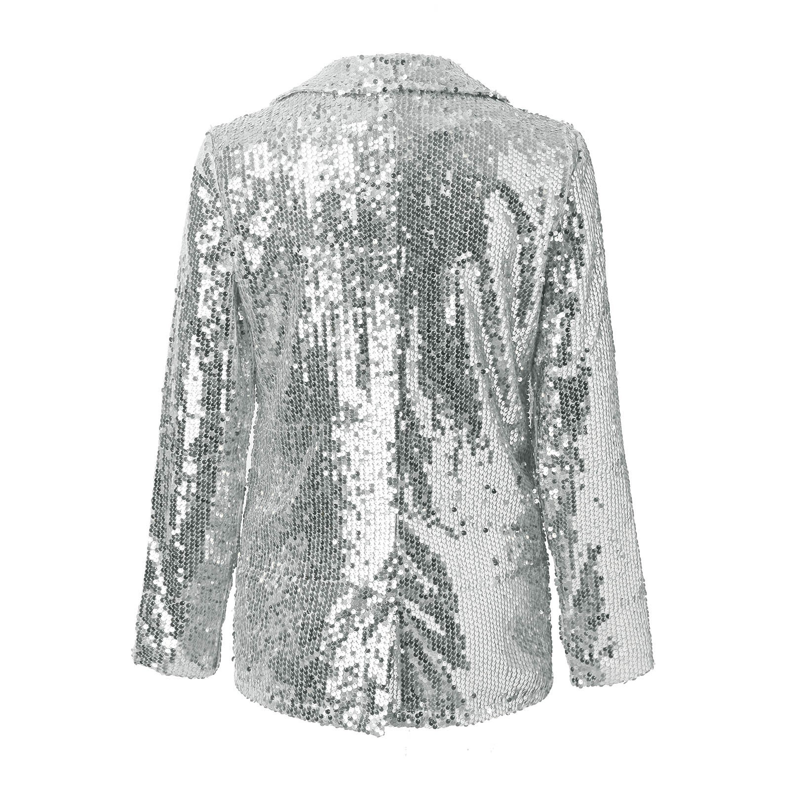 Women's Jackets Casual sequin top with multi colored sequins, long sleeved style suit jacket