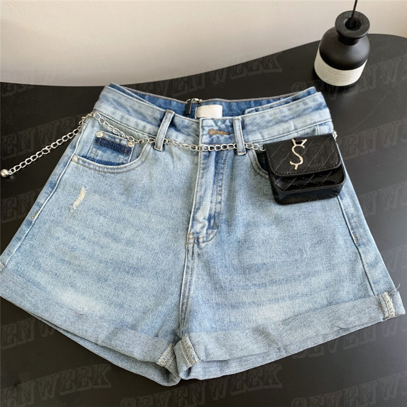 Women Denim Short Pants With Waist Bag Summer Designer Shorts Street Style Jeans For Vacation, Blue
Women Denim Short Pants With Waist Bag Summer Designer Shorts Street Style Jeans For Vacation, Blue