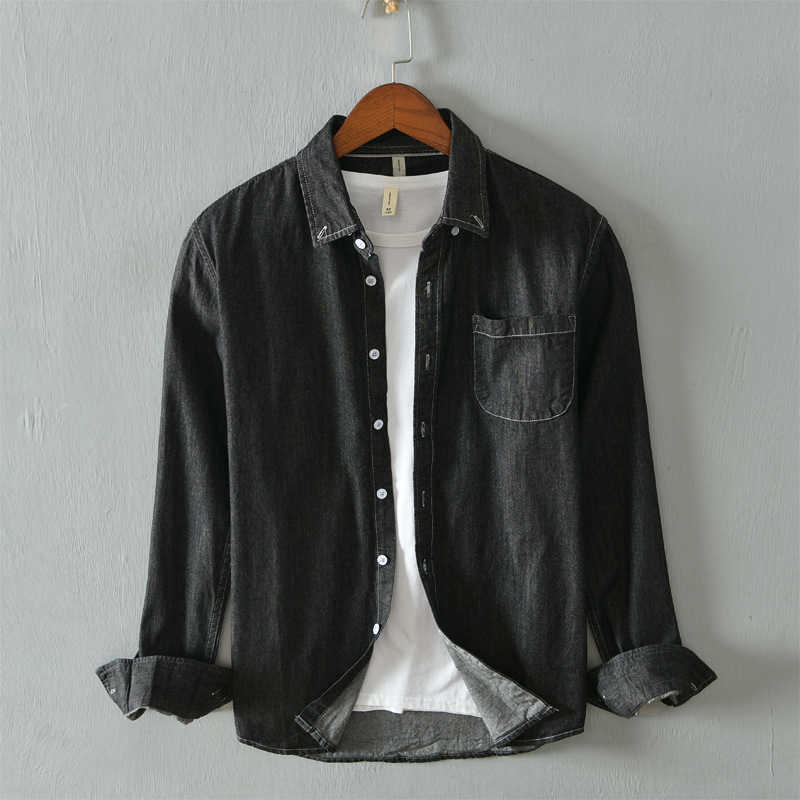 Men's Jackets New Japanese Fashion Youth Shirt Jacket Men's Casual Long Sleeve Denim Shirt Men's Coatljk
