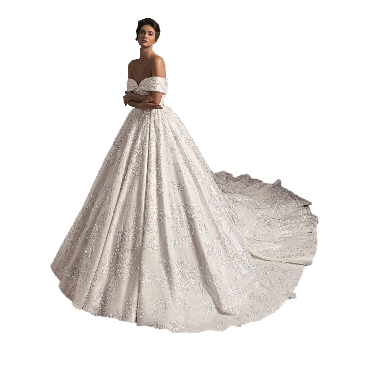 Elegant A Line Wedding Dresses Off Shoulder Sequins Appliques Bridal Gowns Vestido Novia Backless Tiered Skirts Bride Dress